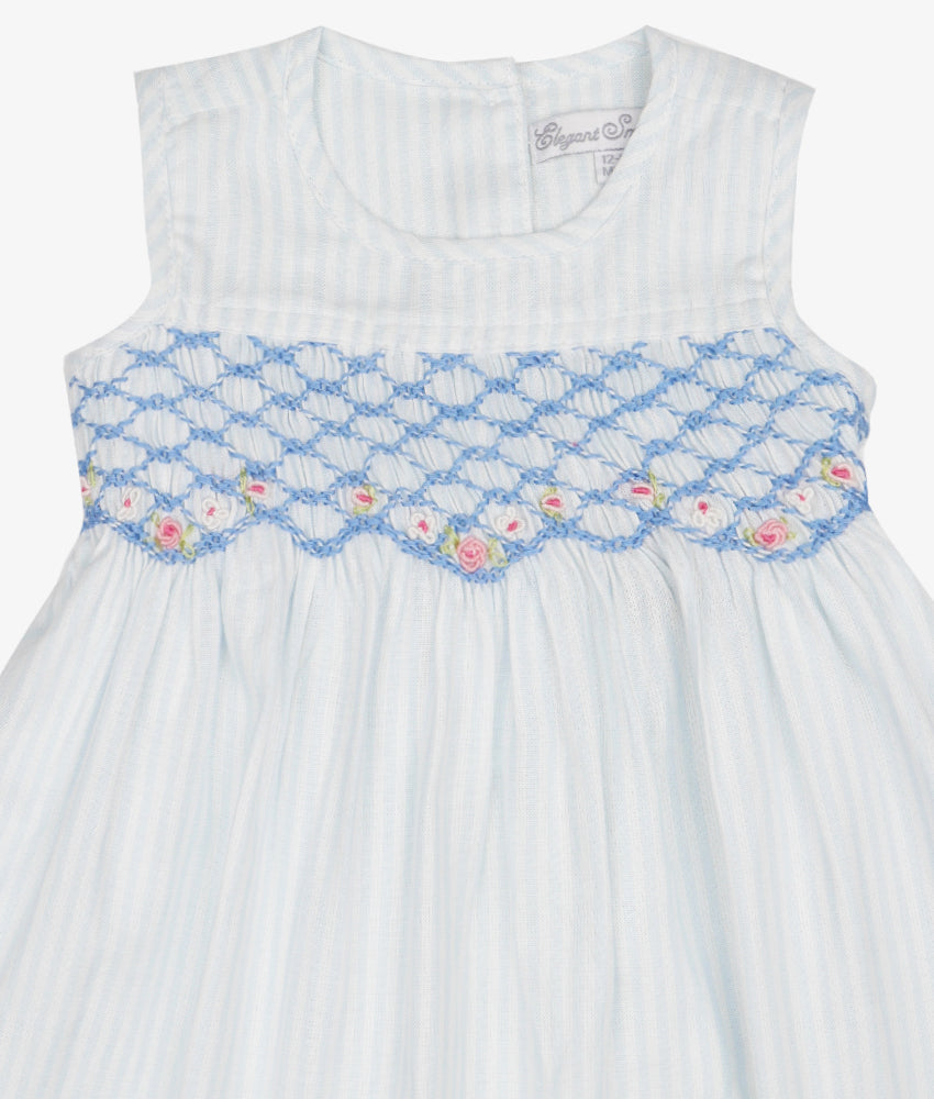 Elegant Smockers LK | Emma Blue Smocked Baby Dress | Sri Lanka 