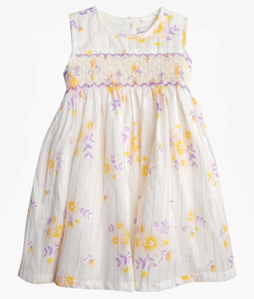 Emma Yellow Floral Purple Smocked Baby Dress | Shop online | Elegant ...