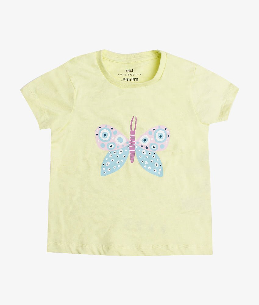Elegant Smockers LK | Girls T-shirt - Green Butterfly | Sri Lanka 