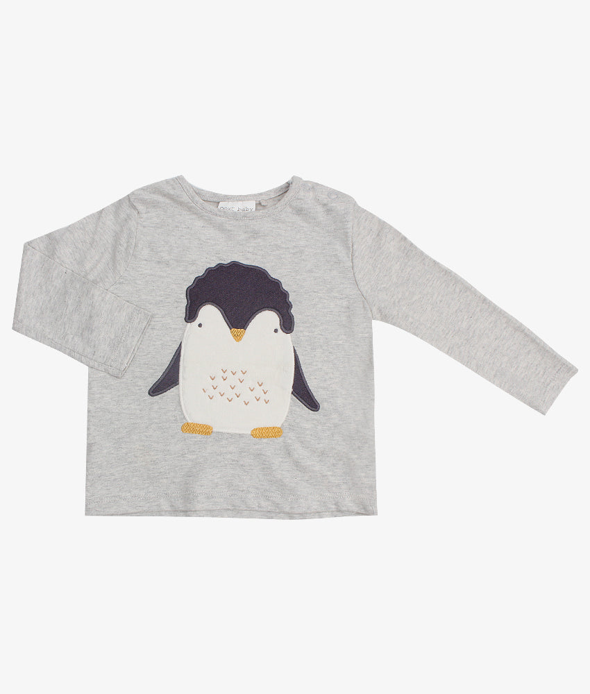 Elegant Smockers LK | Long Sleeves Baby T-Shirt - Gray Penguin | Sri Lanka 