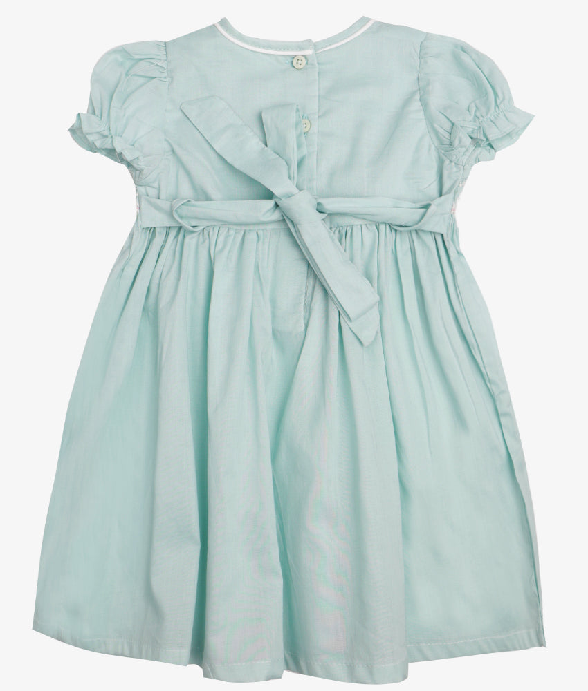 Elegant Smockers LK | Pistachio Green Puffed Sleeved Smocked Baby Dress | Sri Lanka 