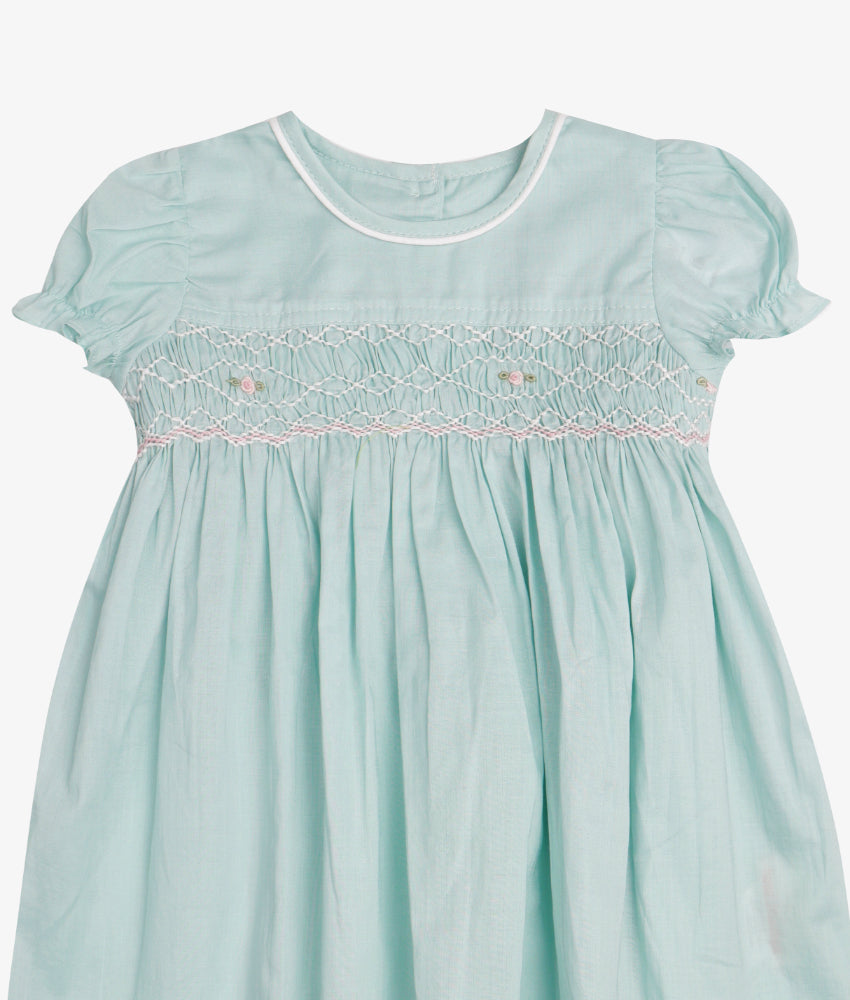 Elegant Smockers LK | Pistachio Green Puffed Sleeved Smocked Baby Dress | Sri Lanka 