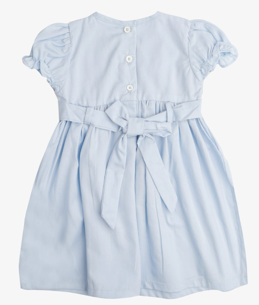 Elegant Smockers LK | Puffed Sleeve Blue Smocked Baby Dress | Sri Lanka 