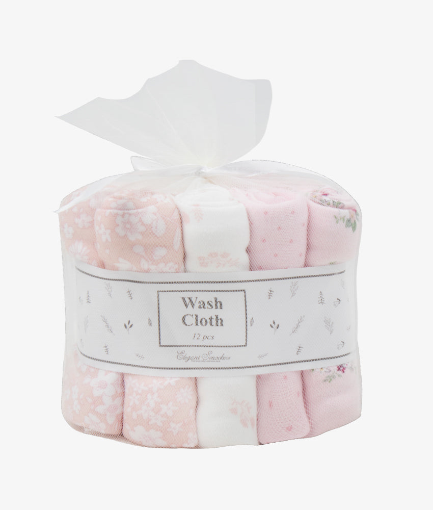 Elegant Smockers LK | Baby Washcloth 12pcs Pack - Pink | Sri Lanka 